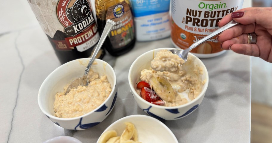 2 bowls of creamy protein oatmeal 