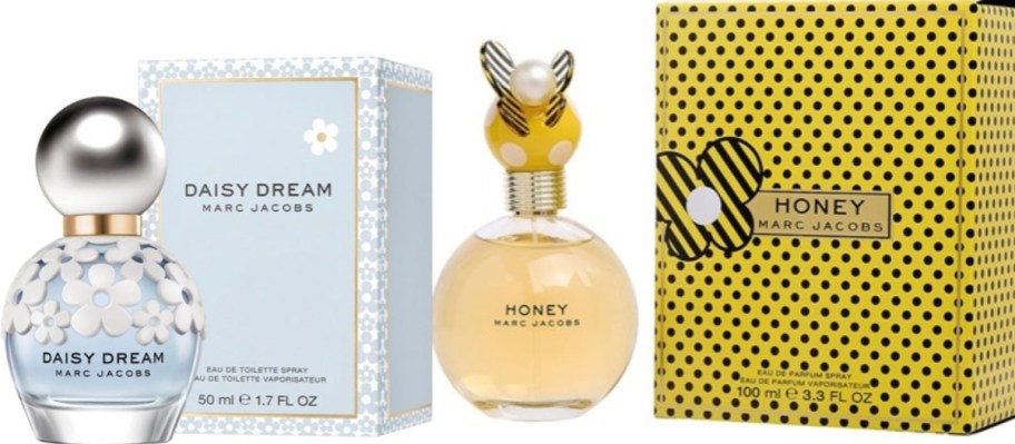 bottles of Marc Jacob perfumes