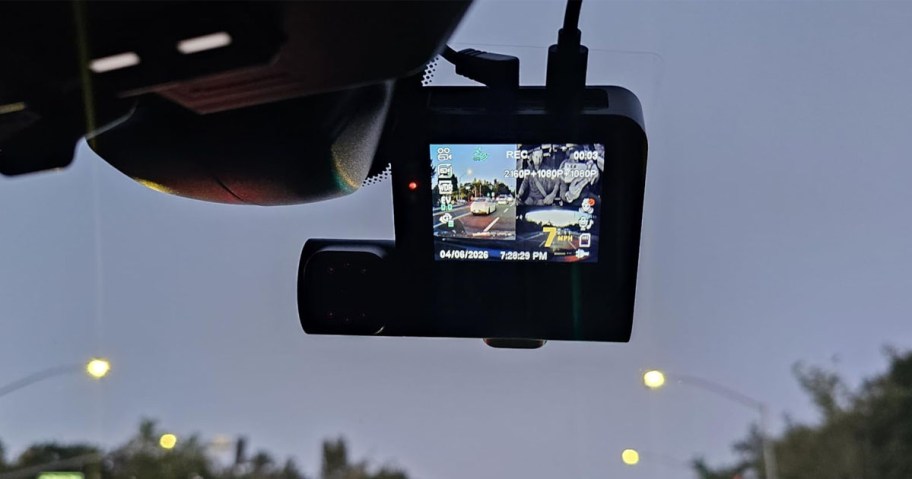 a Dashcam on a car windshield