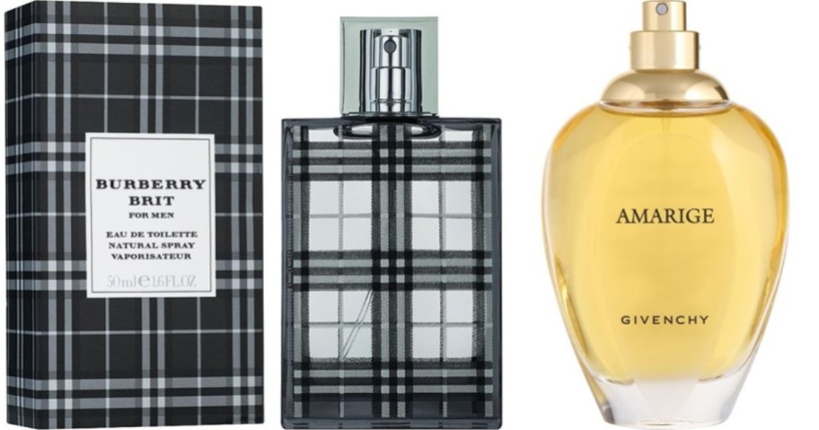 bottles of Burberry and Givenchy colognes