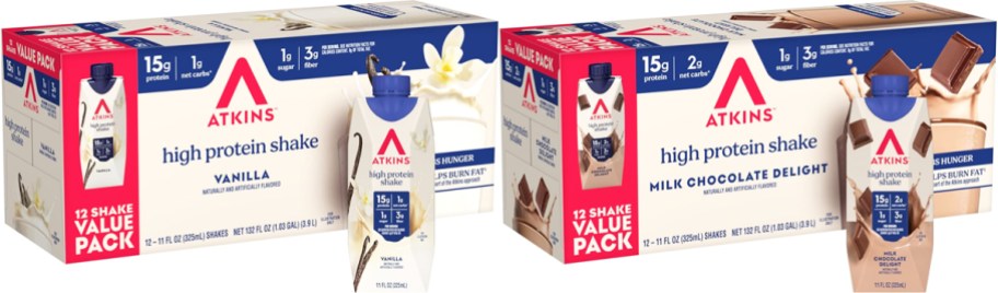 two boxes of Atkins High Protein Shakes