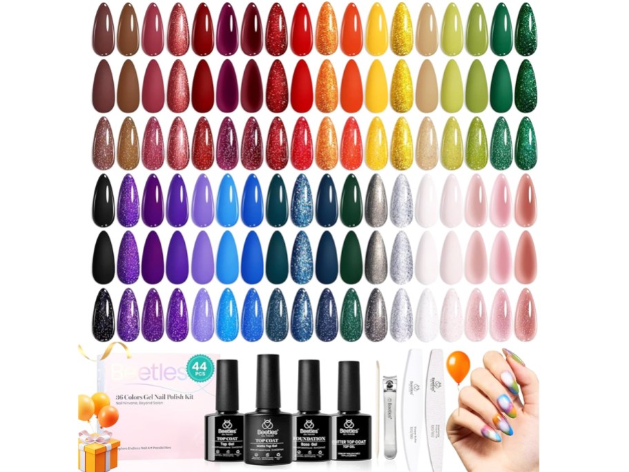 colorful swatches of gel polish colors