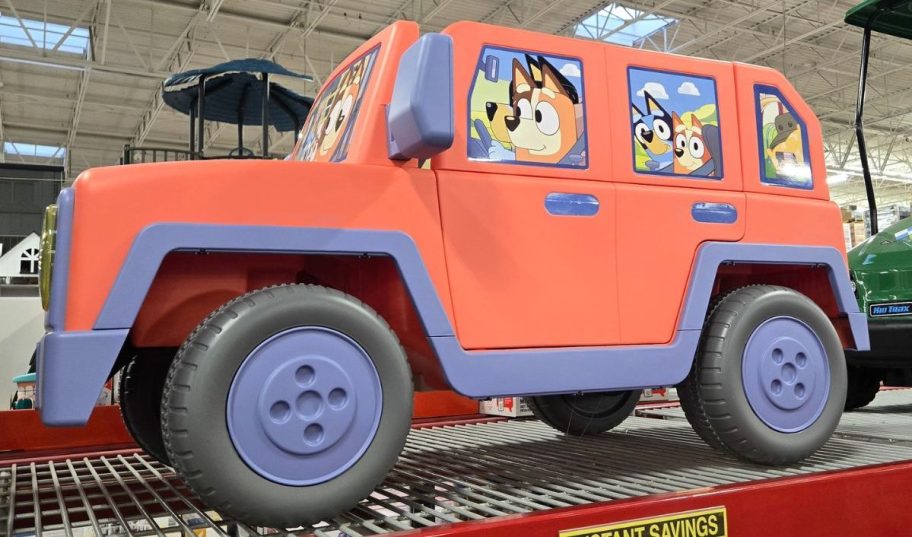 Bluey Heeler Family Vehicle 12-Volt Battery Powered Ride-On on display