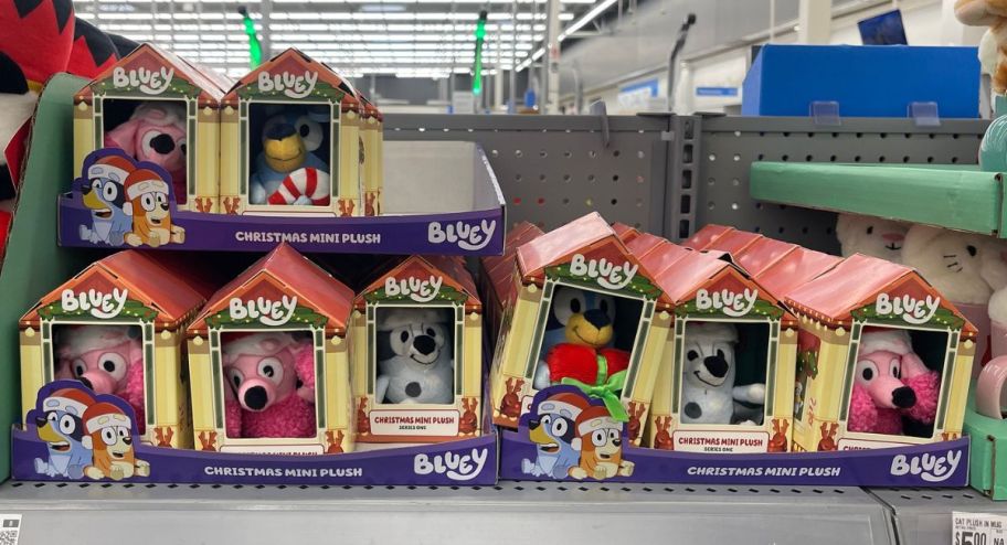 Bluey plush minis on display at the store
