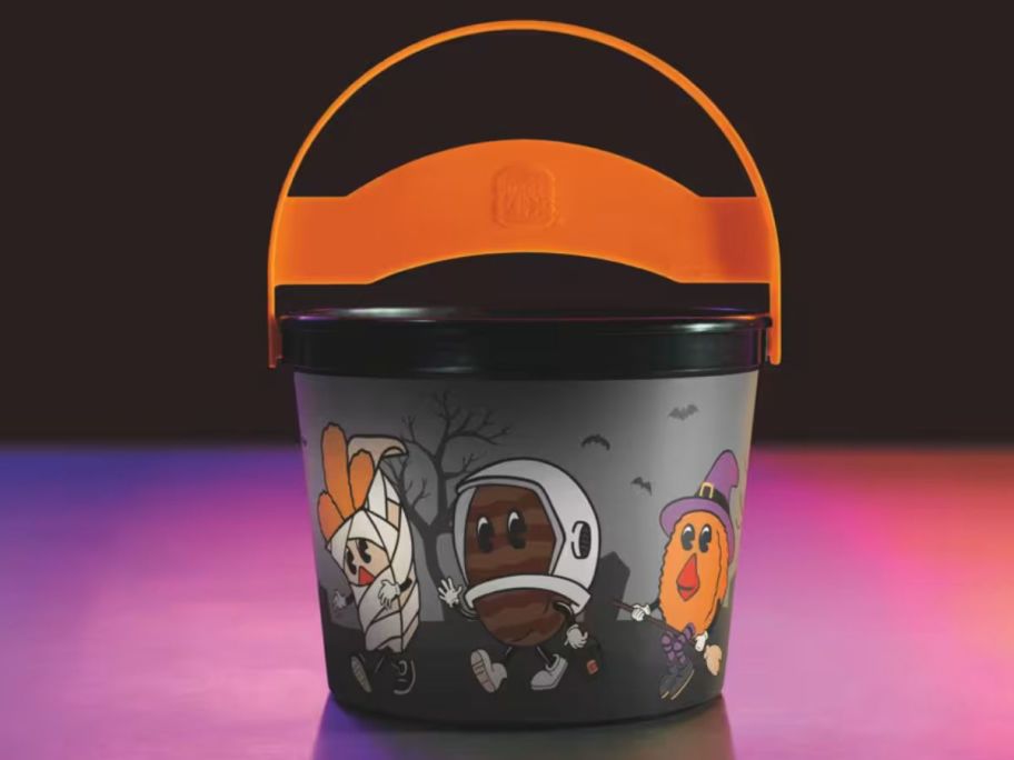 A black and orange Burger King Halloween bucket