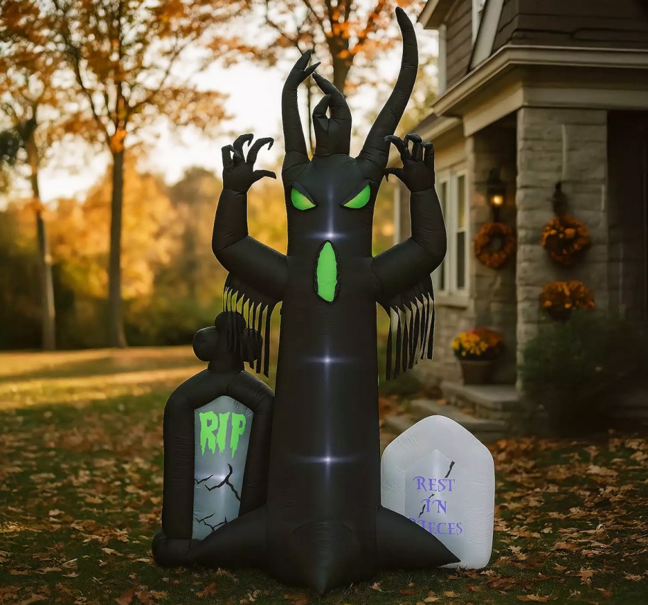 haunted tree and tombstones inflatable