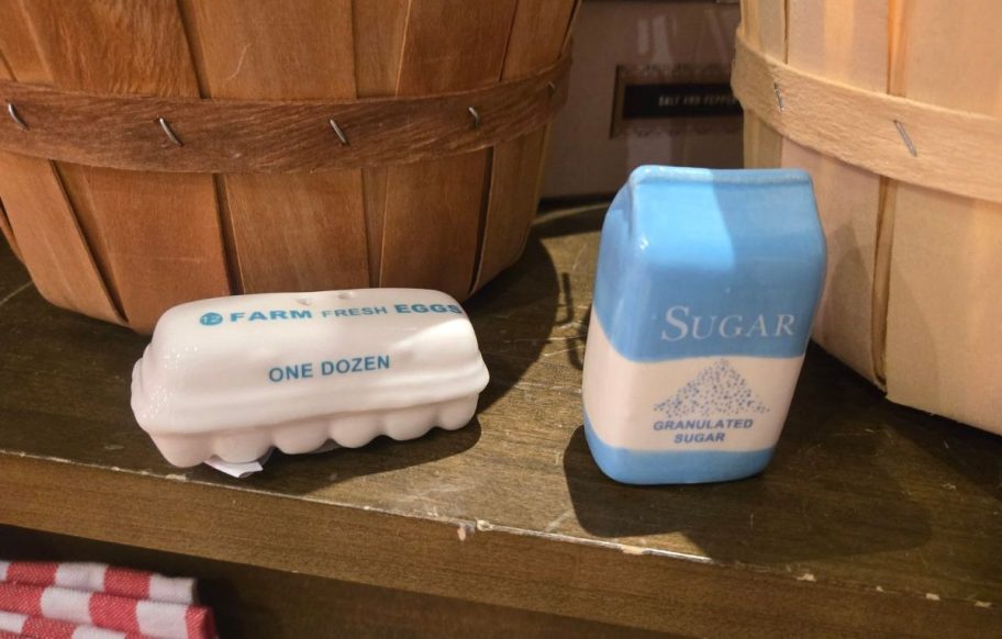 Cracker Barrel Mini Egg Carton and Sugar Salt & Pepper Shakers