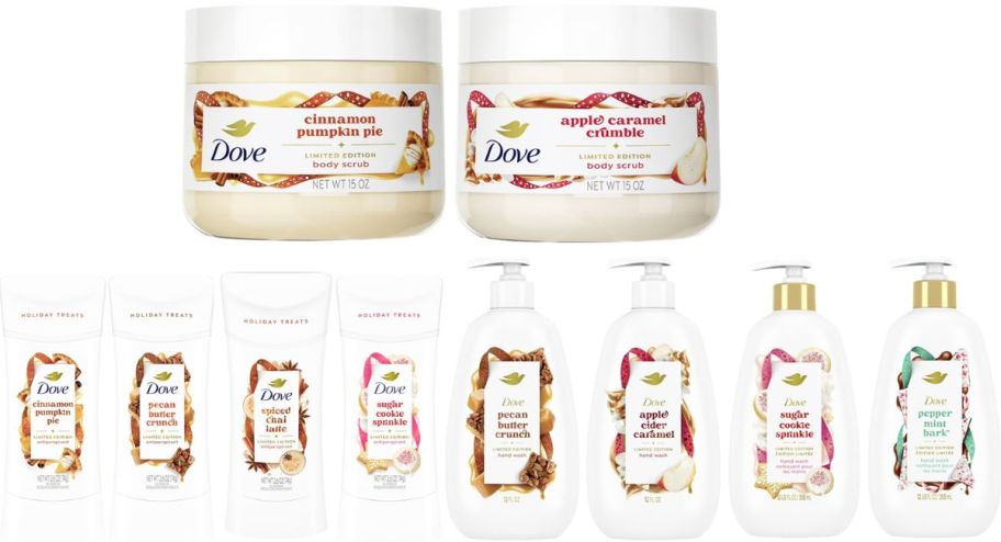 Dove limited edition scents deodorant, hand wash and scrub