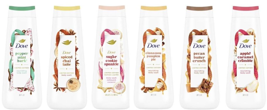 6 different dove limited edition body washes