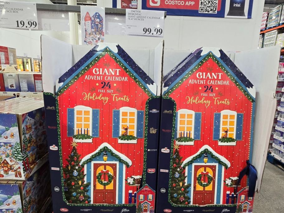 Two Giant advent calendars displayed at the store