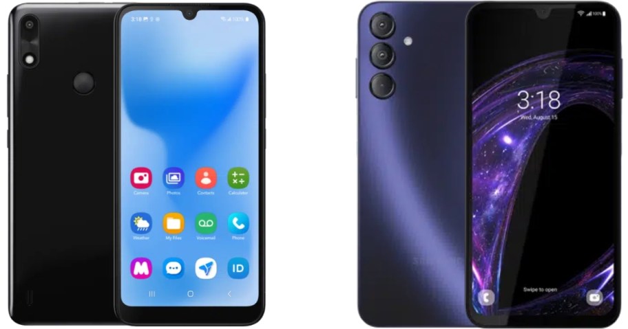 two kids wireless smart phones front and back