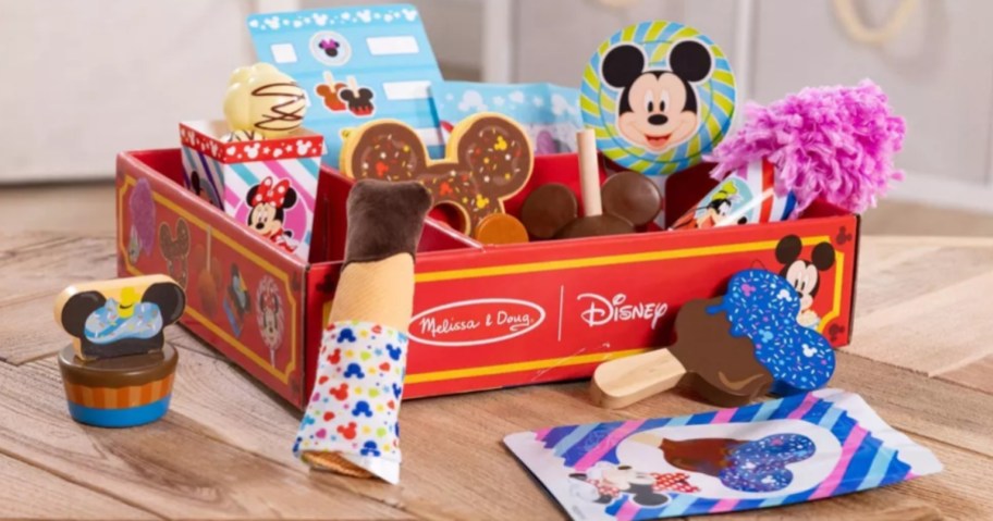 a Melissa & Doug Wooden Food Play Set with Disney Parks inspired snacks and treats