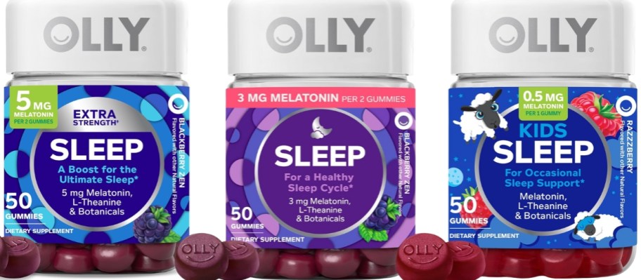 3 bottles of Olly Sleep gummies