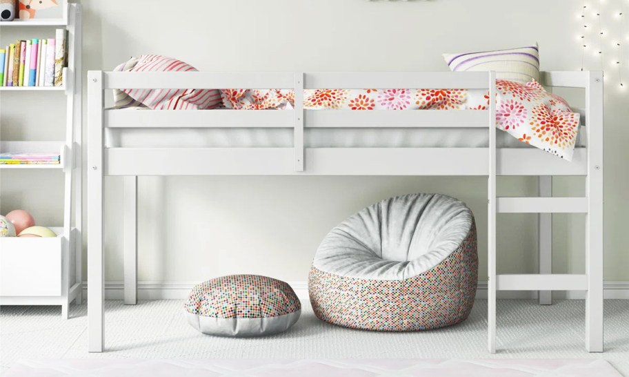 white loft bed in kids room