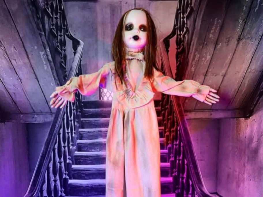 creepy zombie ghost gril on stairs