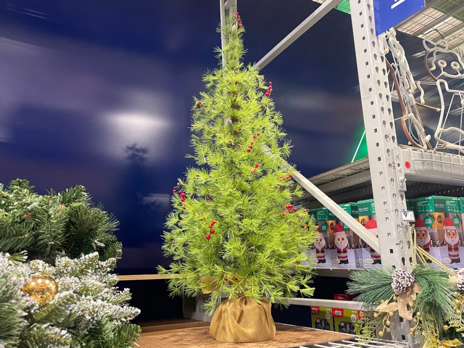 artificial christmas tree on display in store