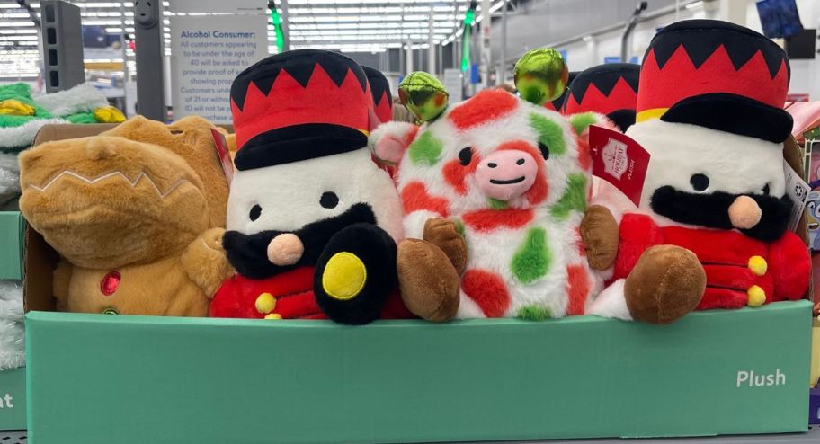 display of Holiday Time Christmas plush
