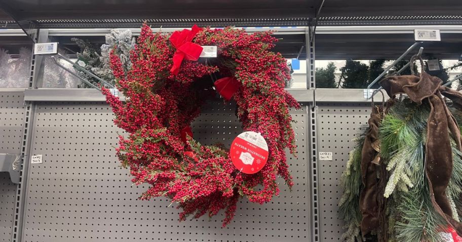 Red Wreath displayed at Walmart