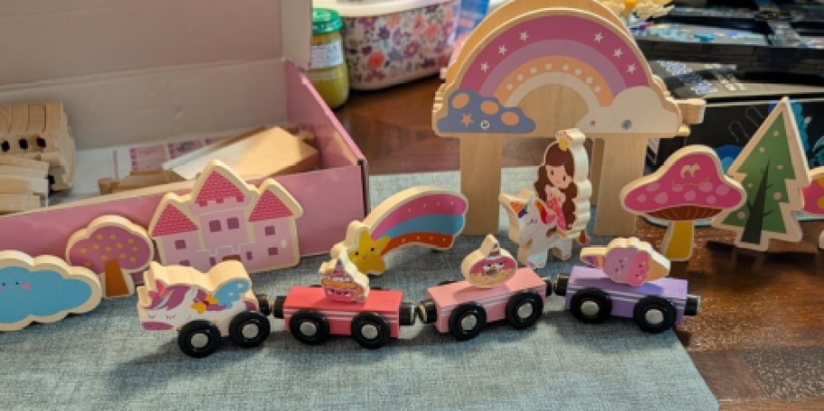 Pink Wooden Train Set Only $14.99 on Amazon (Reg. $30)