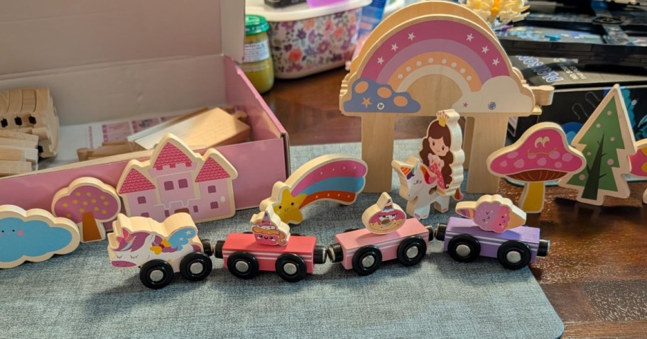 Pink Wooden Train Set Only $14.99 on Amazon (Reg. $30)