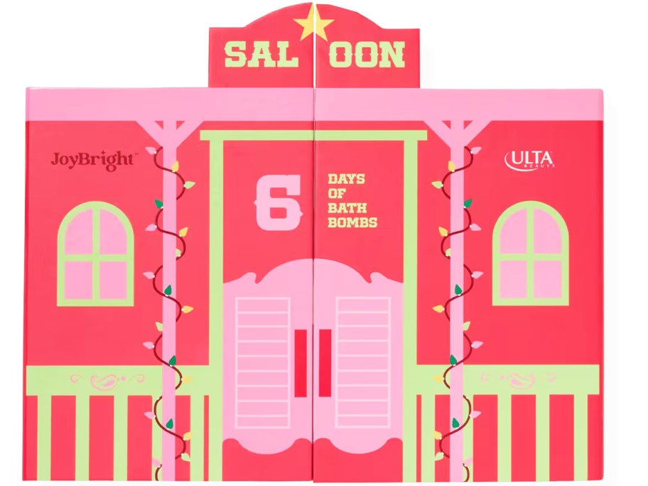 advent calendar in the shape of a red saloon