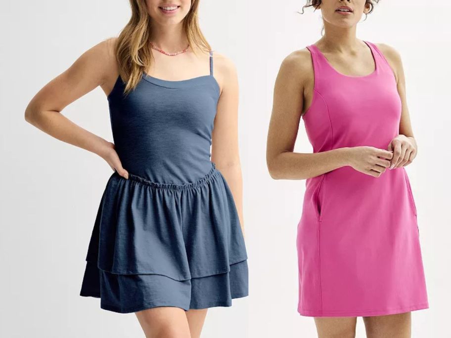 2 women wearing dresses