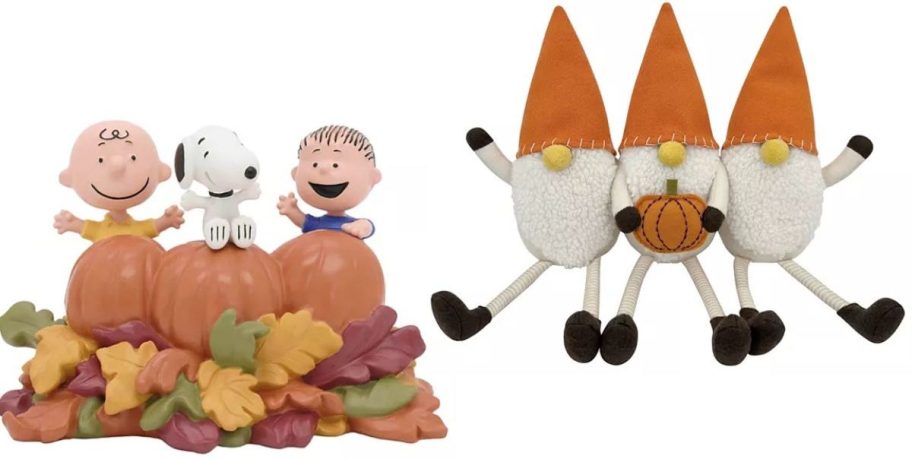 Stock images of Peanuts and Gnome Fall decorations from Kohl's