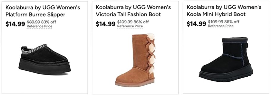 screenshot of Koolaburra by UGG slippers and boots on sale