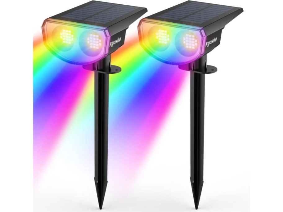 Kyosho Color Changing Outdoor Lights 2-Piece Set in Multicolor with lights beaming from it