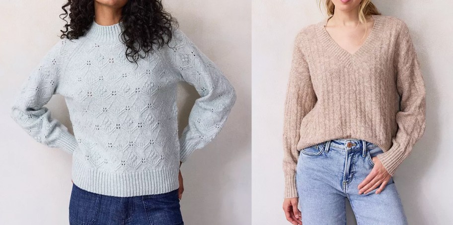 women in grey and brown sweaters