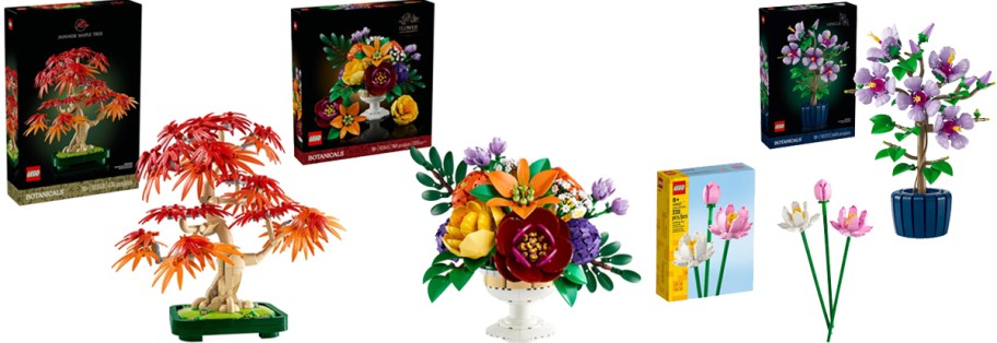 three LEGO Botanicals sets in a row