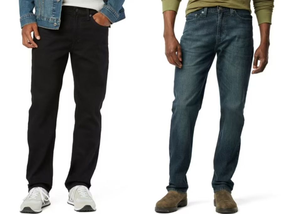 Stock images of two men wearing Levi's jeans
