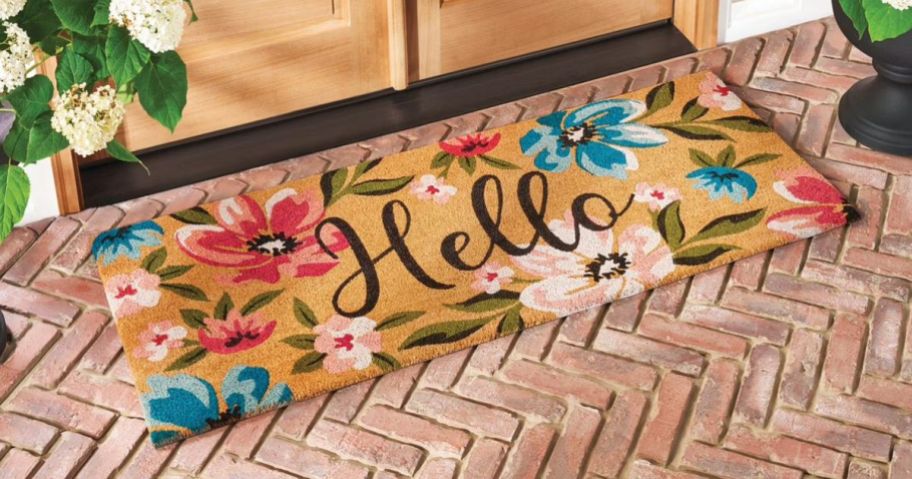 Member's Mark Summer Estate 23 x 57 Coir Doormat on doorstep