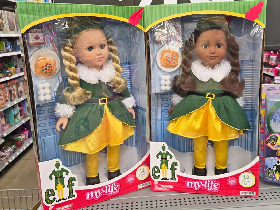 two My Life As Elf Dolls on store shelf