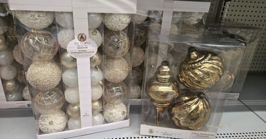 Ornaments on a shelf in a store