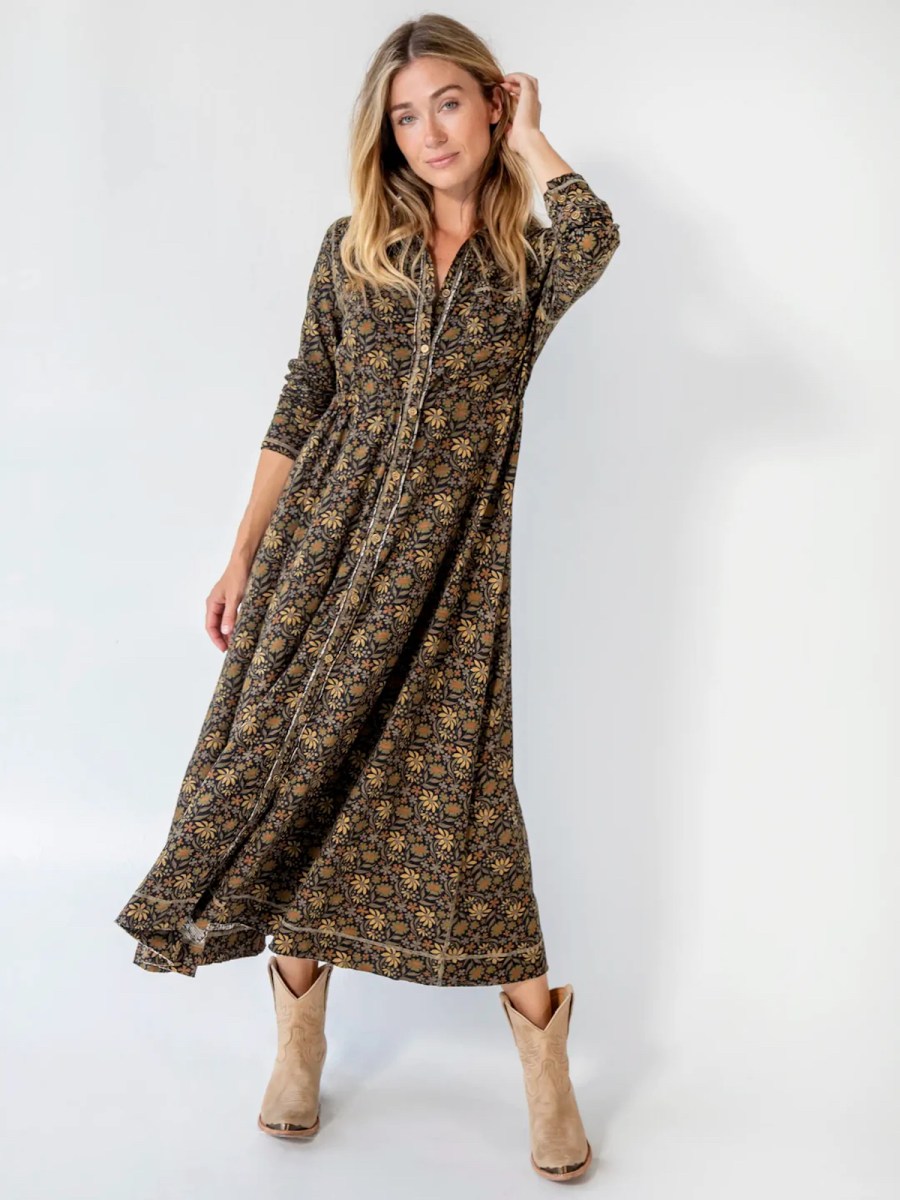 woman modeling boho maxi dress