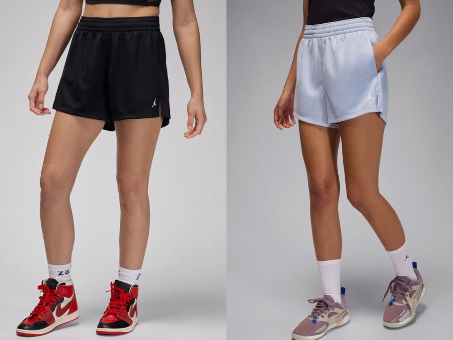 Stock images of two women wearing Jordan Sport Women's Mesh Shorts