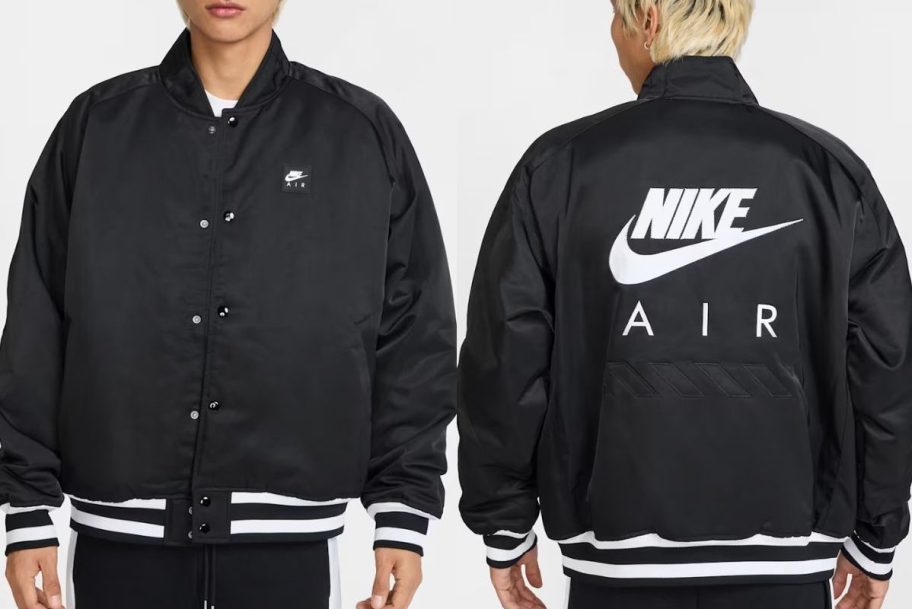 Stock images of the front and back of a man wearing a Nike Air jacket