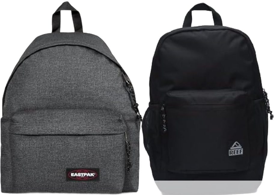 2 black and gray backpacks