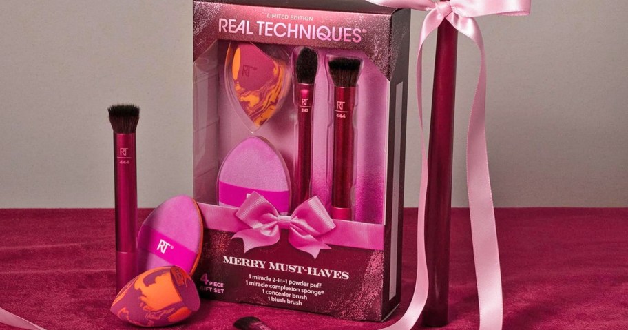 pink boxed set of real techniques brushes and sponges