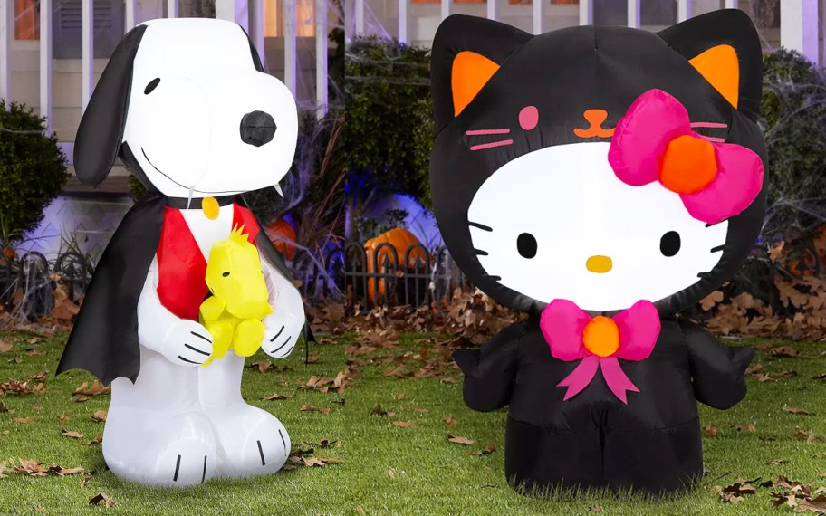 snoopy and hello kitty halloween inflatables
