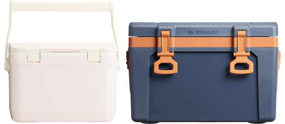 light pink and blue stanley coolers