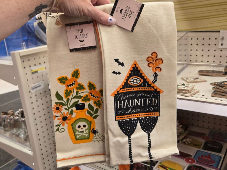 two sets of Halloween Kitchen Towels from Target's Bullseye's Playgorund