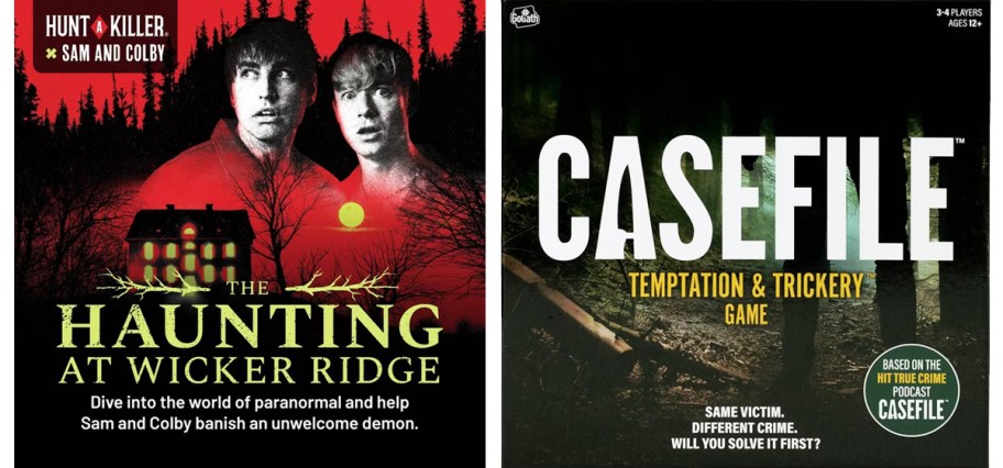 board game boxes to The Haunting at Wicker Ridge and Casefile