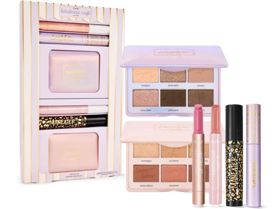A Tarte set with 2 palettes, 2 lip glosses, and two mascara