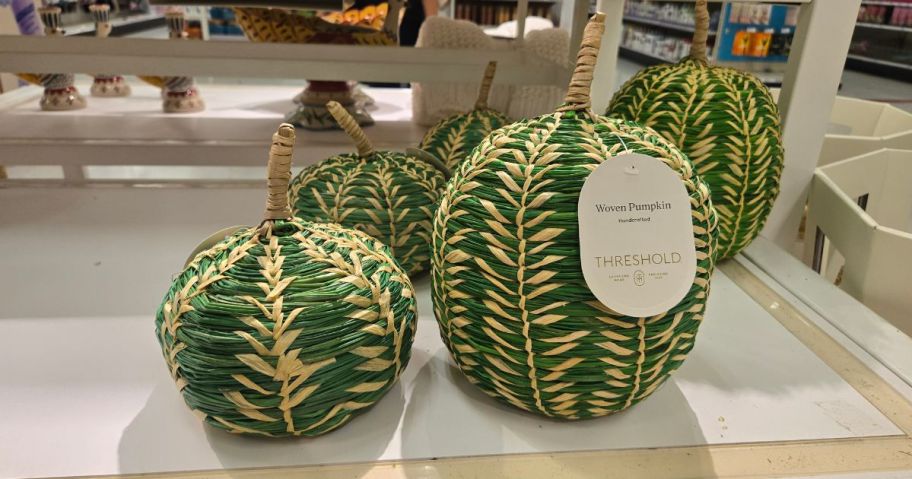 Threshold Woven Patterned Pumpkins in Green