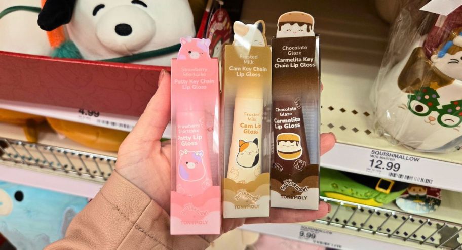 hand holding Tonymoly x Squishmallows target 