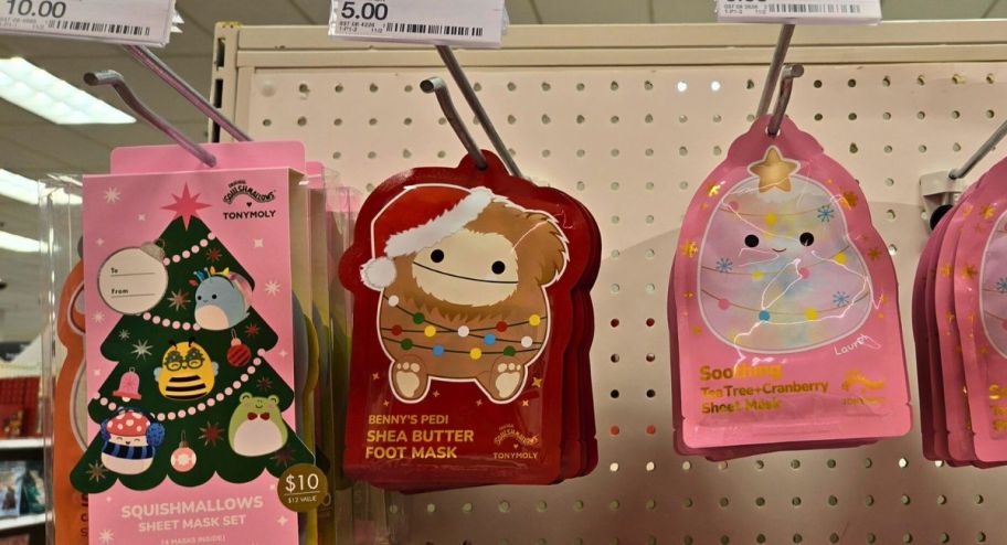 Three different Tonymoly x Squishmallows target on display