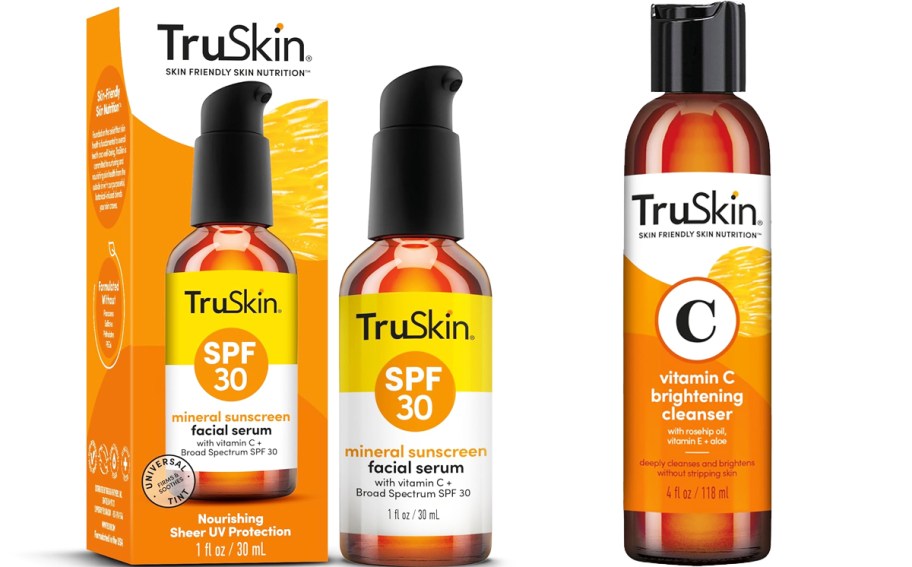 bottles of TruSkin serum and cleanser