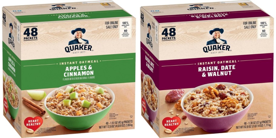 2 boxes of Quaker Instant Oatmeal packets